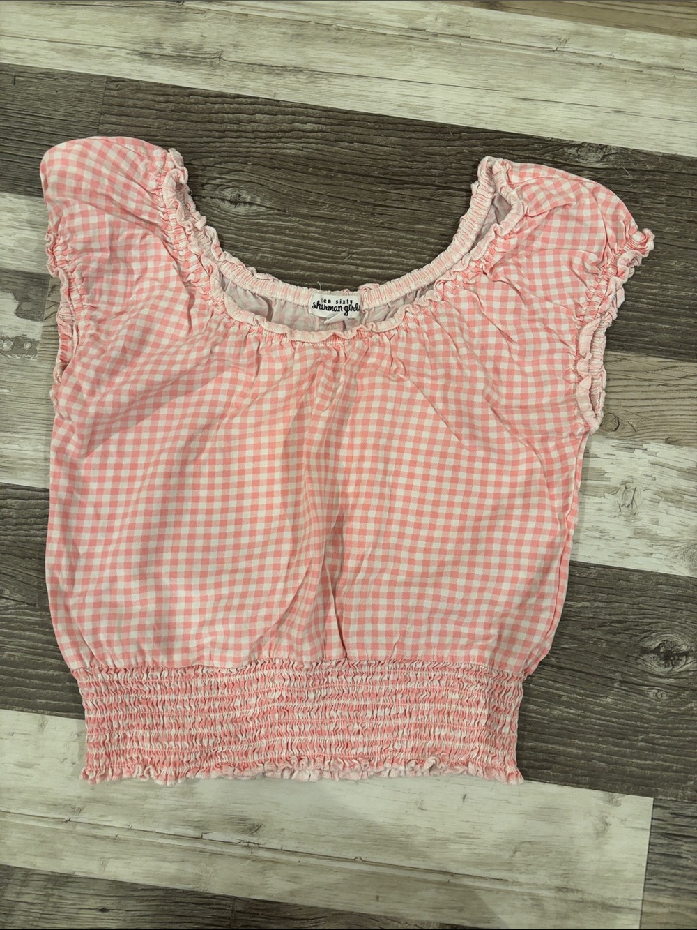 Ten Sixty Sherman Pink Gingham Smocked Crop Tank Top - Kids